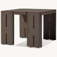 Table d'appoint carrée RH Matira, base ouverte sculpturale en H, bronze foncé, aluminium, mobilier moderne industriel pour salon