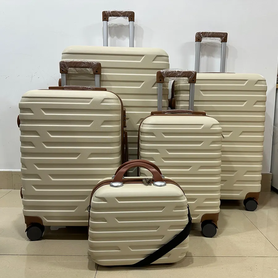 थोक ओएम/ओडम ट्रॉली सामान सूटकेस 5 पीसी हवाई जहाज हार्ड शेल कस्टम ट्रैवल एब्स
