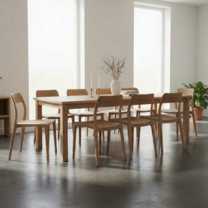 Chaise de salle à manger moderne en teck massif capitonnée, design minimaliste, dossier et assise sans joint pour villa, salle à manger, mobilier de maison - Product Image 1