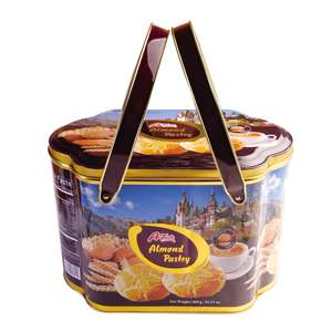 Bánh quy bán buôn siêu lớn 600g, hộp thiếc bánh hạnh nhân, hương vị truyền thống, có trứng, kiểu dáng tinh tế, cầm tay, thích hợp cho các buổi họp mặt gia đình - Product Image 1