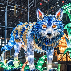 فانوس ذئب واقعي يدوي الصنع مصباح حيوان مقاوم للماء هالوني لعيد الفصح عيد الشكر عيد الأب ديكور حديقة للحفلات - Product Image 5