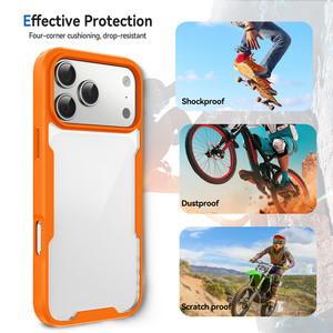 Coque de téléphone antichoc transparente avec pare-chocs, dos <span class=keywords><strong>rigide</strong></span> de 2,0 mm et cadre souple en TPU coloré pour iPhone 17 16 15 14 13 Pro Max - Product Image 5