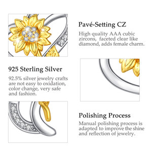 Collana con Ciondolo a Forma di Cuore e Girasole '<span class=keywords><strong>You</strong></span> <span class=keywords><strong>Are</strong></span> <span class=keywords><strong>My</strong></span> <span class=keywords><strong>Sunshine</strong></span>' in Argento Sterling 925 - Product Image 3
