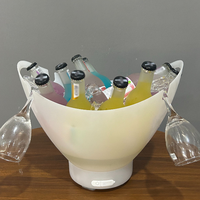 Seau à glace 7L en plastique avec haut-parleur et lumière LED RGB colorée pour champagne, vin, bière, fête, bar, club
