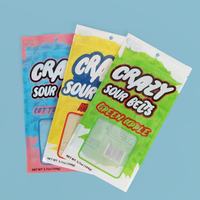 Sachet personnalisé imprimé en aluminium refermable à fond plat pour bonbons gélifiés, bonbons acidulés, snacks, conception OEM gratuite, faible MOQ, livraison en 10 jours