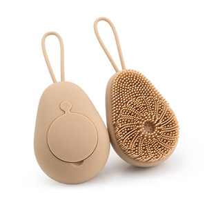 Hot Selling Universal Adult & Children Bath Scrub Brush Silicone Avocado-Shaped Shower Gel Brushes Sponges with Lifting Ring - Product Image 4