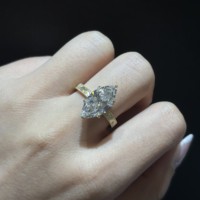 Bague de fiançailles en or 10k 14k 18k avec diamant CVD de 1ct 2ct 3ct 4ct taille marquise, sertie de filigrane vintage, diamant de laboratoire IGI