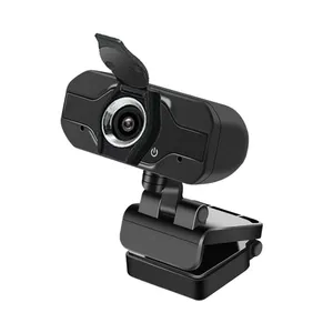 Webcam 1080P HD, caméra de diffusion vidéo, avec Microphones, réunion en ligne, avec étui pour objectif