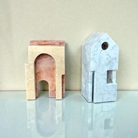 Figurine en Pierre de Travertin Moderne NANWEI, Mini Ornement Décoratif pour Bureau ou Étagère