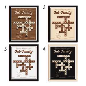 Signe en bois personnalisé de style Art Déco avec le nom de la famille, <span class=keywords><strong>Scrabble</strong></span>, décoration de la maison avec le nom de famille, cadeau unique pour les grands-parents, cadeau d'anniversaire, bar - Product Image 4
