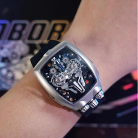 Montre mécanique squelette ovale pour homme, luxe, acier inoxydable ajouré, saphir, résistante à l'eau 10 ATM, automatique, plongeur