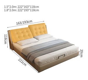 Modern Hard Wood Frame Master Bedroom Wedding Bed with Storage With Storage <strong>Head</strong> <strong>Board</strong> - Product Image 6