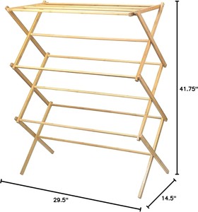 Séchoir à <span class=keywords><strong>linge</strong></span> en bois écologique avec structure en X stable et grande capacité pour les besoins quotidiens de séchage du <span class=keywords><strong>linge</strong></span> - Product Image 4