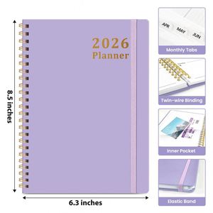 Agenda 2026 imprimé A4 avec couverture en cuir, papier épais, carnet de notes - Product Image 1