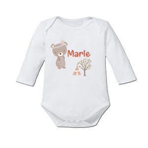 Body per neonato con nome a maniche lunghe + Motivi animali desiderati - Product Image 1