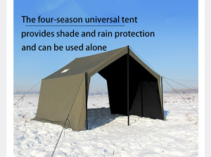 8 + 8,8 ㎡ Tienda inflable verde militar Campamento de lujo salvaje <span class=keywords><strong>Camping</strong></span> 8 Cinturón de algodón plano Cabina inflable de expansión - Product Image 5
