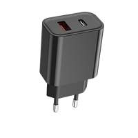 Adaptateur secteur européen 20W Chargeur rapide PD Adaptateur secteur mural 5V/3A avec fonction QC3.0 Chargeur de téléphone portable tablette ordinateur portable