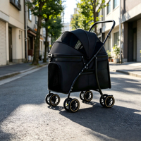 Poussette pliable robuste pour grands chiens avec panier de transport amovible et roues pivotantes à 360 degrés