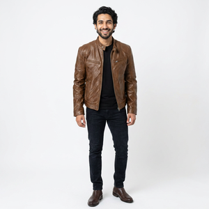 Veste en cuir d'aviateur classique pour homme, sur mesure, d'hiver, avec ourlet et poignets côtelés, taille plus, imperméable et respirante pour homme - Product Image 1