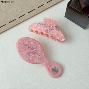 Wanmei Lüks Elmas İşlemeli Tarak 14cm Asetat Hava Yastıklı Tarak Sevimli Hava Yastıklı Fırça Kız Çocuk Saç Tarağı Taşınabilir Masaj Tarağı - Product Image 1