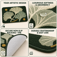 Tapis botanique touffeté pour salon avec microfibre douce et absorbante pour une décoration de sol moderne et luxueuse, tapis de bain antidérapant