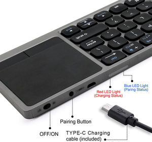 Clavier Sans Fil Pliant Stylish Wireless Mini Portable Bt Wireless Foldable <b>Keyboard</b> & Mouse Folding <b>Keyboard</b> with Touchpad - Product Image 3
