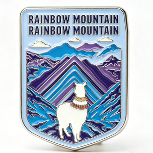 Rainbow Mountain Metal Pin Hard Enamel Zinc Alloy Rectangle Souvenir Animal Theme Travel Gift - Product Image 4