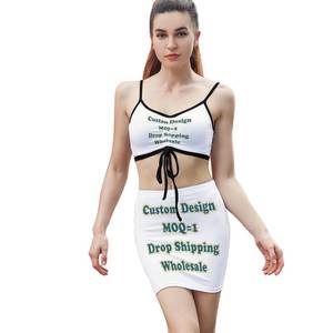 Set 2 potong Camisole dan Rok Bodycon High-waisted Wanita Gaya MaileLei yang Seksi & Modis, Cetak Sesuai Permintaan, Set Hawaii Kustom - Product Image 5