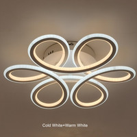 Plafonnier LED moderne 60W à 3 anneaux de cristal blancs en métal, télécommandé, dimmable, pour chambre et salon – Nouveauté usine