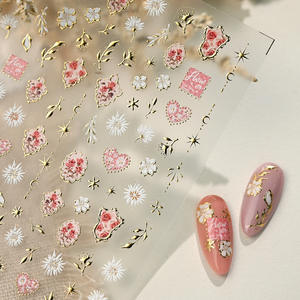 Recomendación de Venta Caliente: Adhesivos <span class=keywords><strong>para</strong></span> <span class=keywords><strong>Uñas</strong></span> con Diseño Floral Francés, Línea Dorada en Forma de Media Luna, <span class=keywords><strong>para</strong></span> Decoración de Manicura en Fiestas y Festivales - Product Image 4