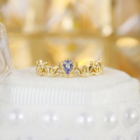 Twinko – bagues en pierre naturelle pour femmes, plaqué or 14 carats, serti en forme de goutte d'eau, bijoux fins de luxe légers pour usage quotidien, cadeau