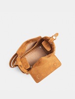 Tas Selempang Wanita Bahan Suede Desain Jahitan Kontras Mini Hobo  Dompet Wanita Kantong Samping Logo Custom