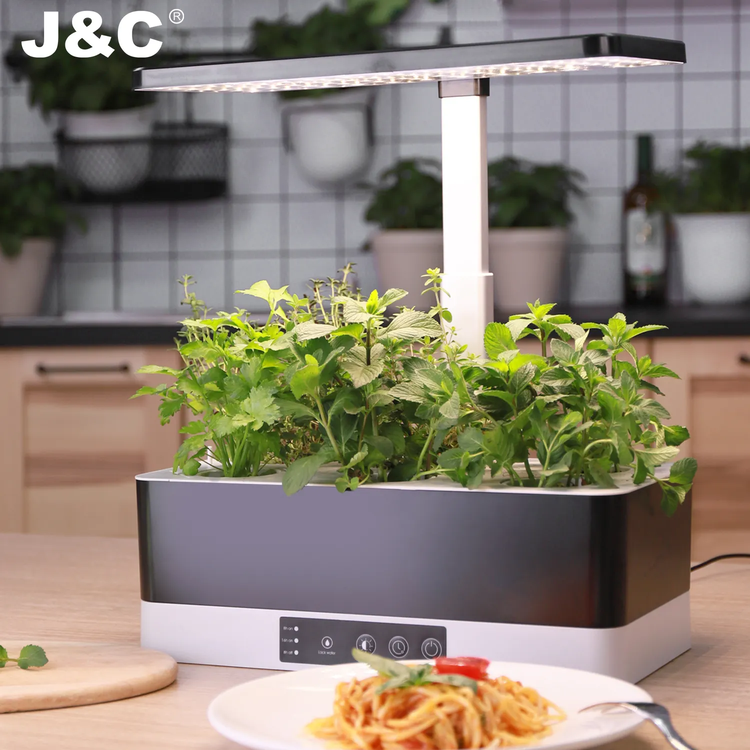 J & c minigarden mini colete de led, jardim interno, rega automática, para plantar casas inteligentes, jardim com luz