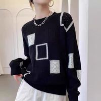 Pull ample pour femme, col rond, manches longues, en polyester, tricoté, confortable, minimaliste, moderne, pour le bureau, les trajets quotidiens, OEM
