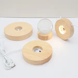 Lampu dasar lampu kristal baru, lampu LED kayu berputar Display dudukan ornamen seni