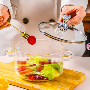 Venta al por mayor caliente de vidrio resistente a altas temperaturas olla de vidrio transparente para el hogar cocinar olla de vidrio de borosilicato alto - Product Image 4