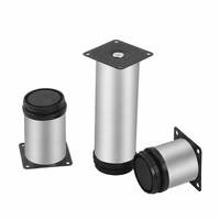 Pied de meuble réglable en acier inoxydable 201, tube rond avec base antidérapante pour table basse moderne et meuble TV