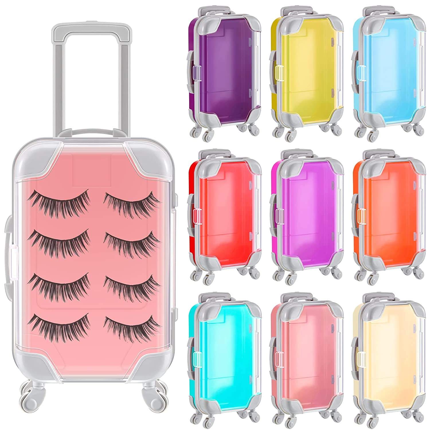 Wholesale Clear Transparent Mini Plastic Luggage Suitcase Gift Packaging  Box for Lip Gloss and Eyelashes