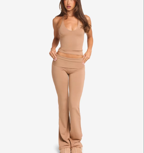 <span class=keywords><strong>Ensemble</strong></span> de <span class=keywords><strong>sport</strong></span> et fitness : Brassière de soutien et short taille haute transparent à jambes évasées, anti-humidité, avec rembourrage poitrine - Product Image 2