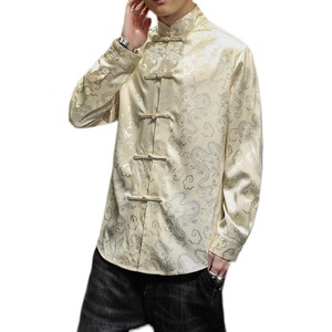 Vêtements traditionnels <span class=keywords><strong>chinois</strong></span> pour hommes Hanfu Top Long Sleeve Tang Suit Kung Fu Shirt Cardigan Coat - Product Image 6