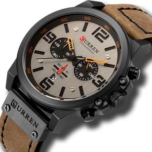 Reloj de Cuarzo Deportivo de Alta Calidad y Gran Venta de la Marca CU RREN 8314 para Hombre, Cronógrafo con Fecha, Correa de Cuero Multicolor, Movimiento Japonés - Product Image 2