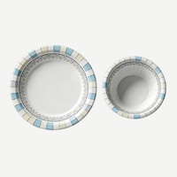 Assiettes et bols jetables en papier de style nordique, revêtement PE personnalisé, sans BPA, compatibles micro-ondes, pour camping et fêtes, 6 et 12 pouces