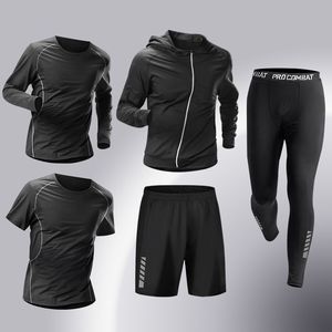 Nouvelle conception Vêtements de sport respirants pour hommes <span class=keywords><strong>Jogging</strong></span> 5 pièces Séchage rapide Collants légers Haute élasticité Entraînement de course - Product Image 3