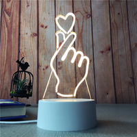Lampe de table LED 3D en acrylique pour chambre à coucher, décoration de mariage, cadeau pour enfant fille, veilleuse tête d'animal pour la Saint-Valentin