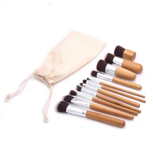 SENKA Private Label Eco-Short Bamboo Handle Organic Tools Eyeshadow Make Up Mascara Makeup Brush Set