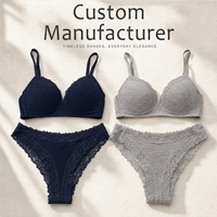 Achat en gros de soutiens-gorge et culottes en dentelle florale, emballage personnalisé, soutien-gorge sans couture, culottes grande taille pour femmes, soutien-gorge push-up pour femmes en marque privée