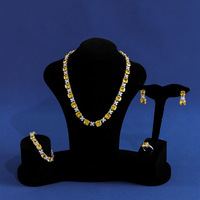 Parure de bijoux de luxe en laiton doré et zircon, collier, boucles d'oreilles, bracelet et bague, style royal américain, pour fiançailles, anniversaire et mariage