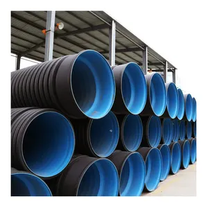 Double Layers Corrugated Wall Steel Black HDPE Pipe For Drainage SN4 SN8 400 800 900 Size Socket Connection