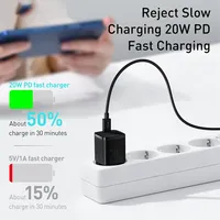 Chargeur USB C Baseus 20W Chargeur Portable Type C Support PD Charge Rapide Pour iPhone 15 14 13 12 11 Pro Max 8 Plus Chargeur Rapide