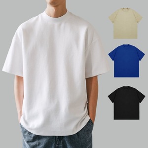 T-shirt da <span class=keywords><strong>uomo</strong></span> a maniche corte in puro cotone a doppio filato, lavato, con piccolo girocollo, stile trendy per coppia - Product Image 1